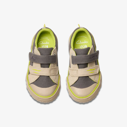 Clarks Foxing Stomp Toddler Grey Canvas