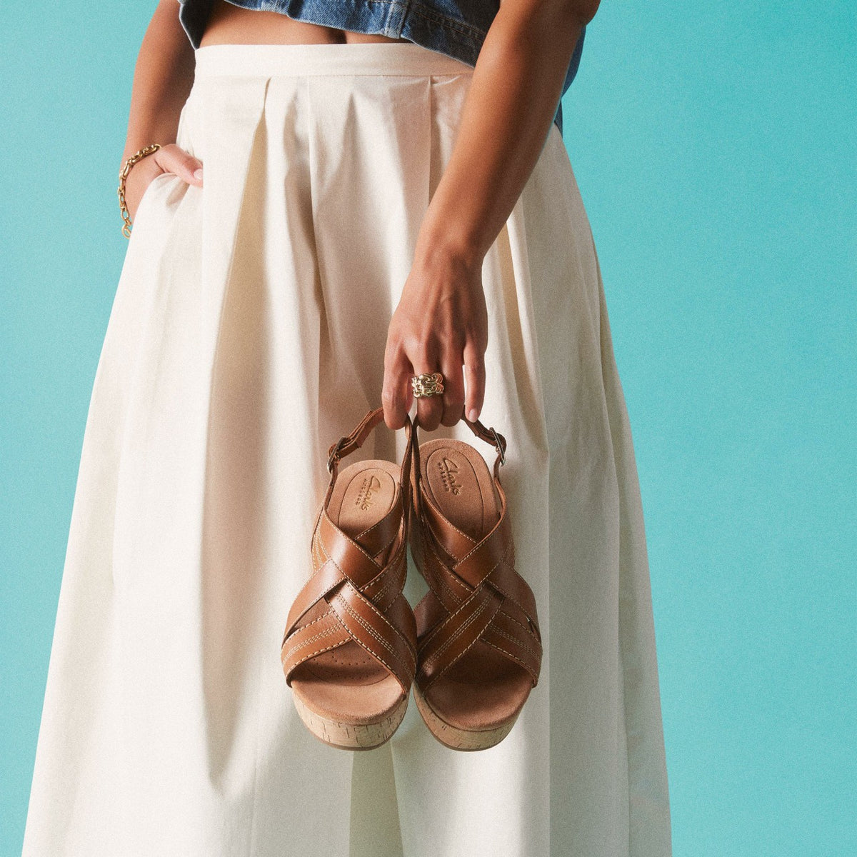 Clarks Sabina Sling Tan Leather