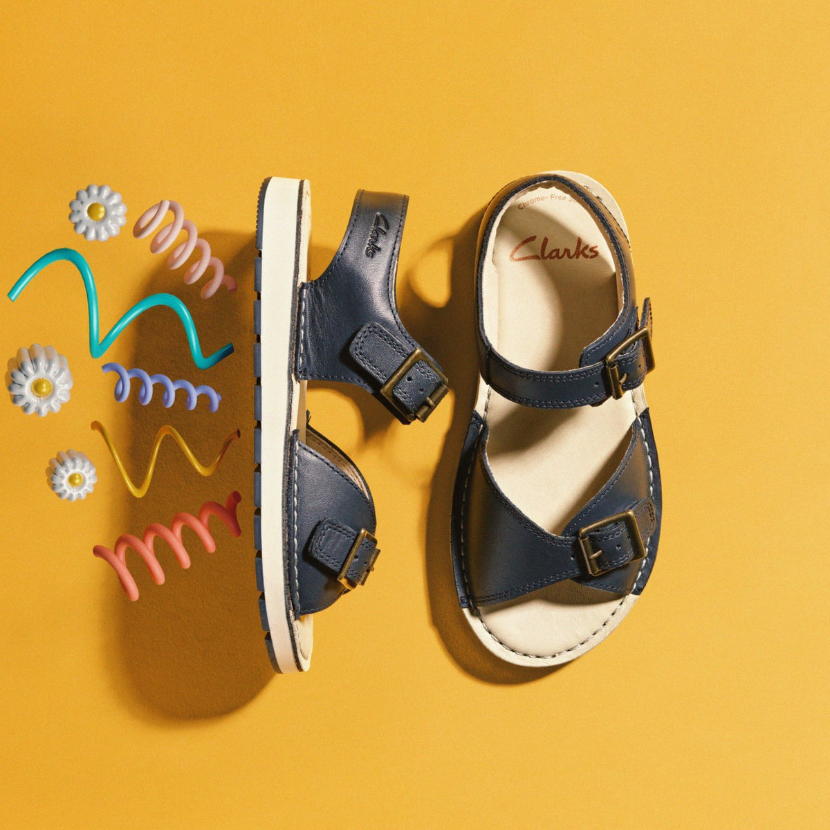 Clarks Playsun Kid Navy Leather