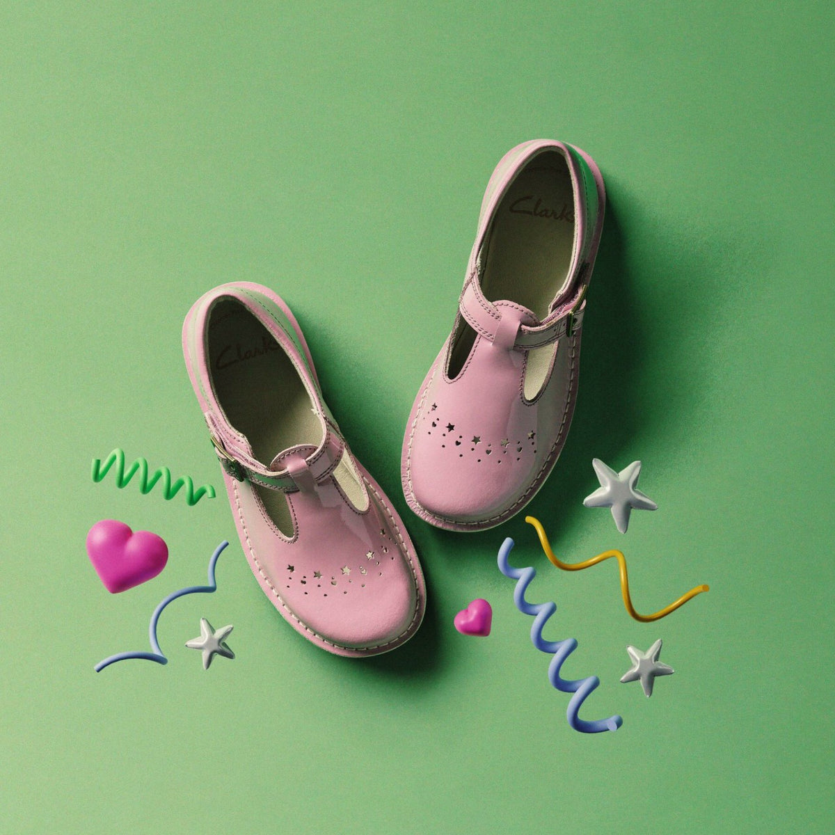 Clarks Joyful Skip Kid Pink Patent