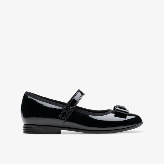 Clarks Finja Tap Older Black Patent