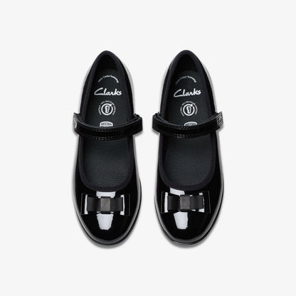 Clarks Finja Tap Older Black Patent