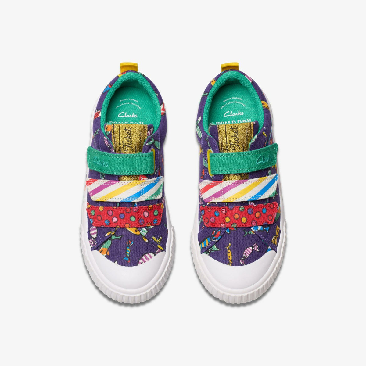Clarks Roald Dahl Charlie & the Chocolate Factory Foxing Mix Kid Purple Canvas