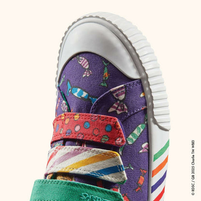 Clarks Roald Dahl Charlie & the Chocolate Factory Foxing Mix Kid Purple Canvas