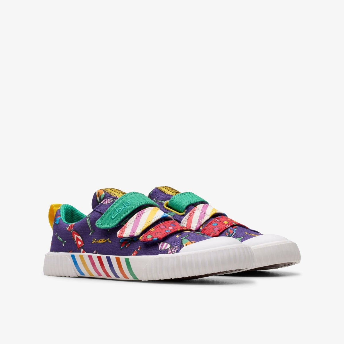 Clarks Roald Dahl Charlie & the Chocolate Factory Foxing Mix Kid Purple Canvas