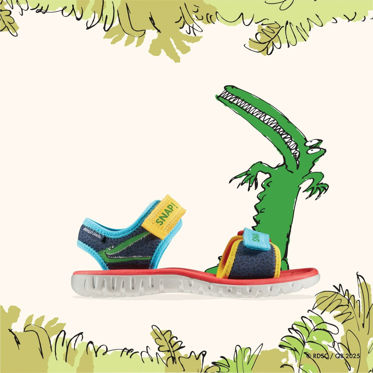 Clarks Roald Dahl The Enormous Crocodile Surfing Ace Kid Navy Print
