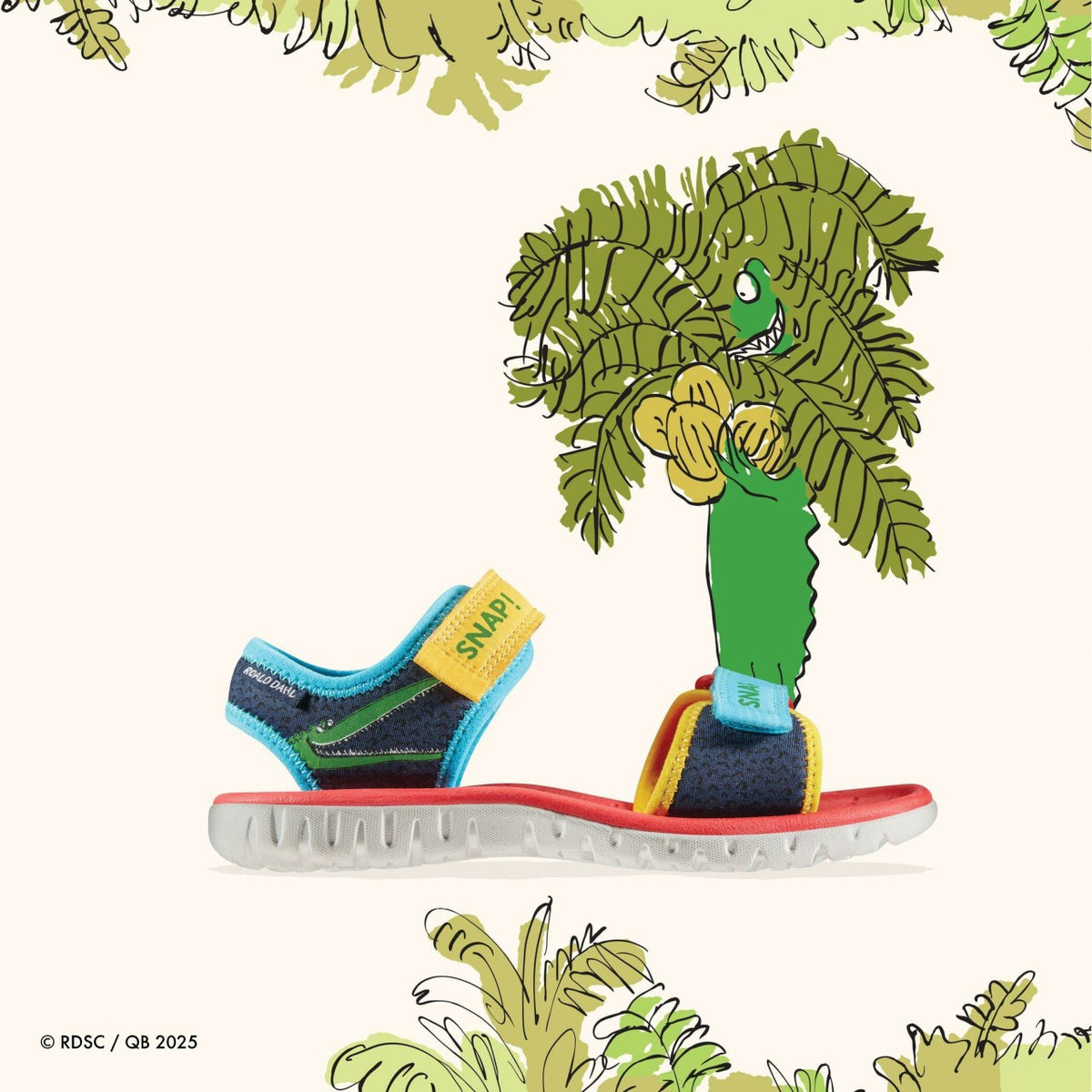 Clarks Roald Dahl The Enormous Crocodile Surfing Ace Kid Navy Print