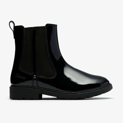 Clarks Astrol Orin Kid Black Patent