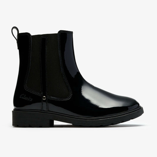 Clarks Astrol Orin Kid Black Patent