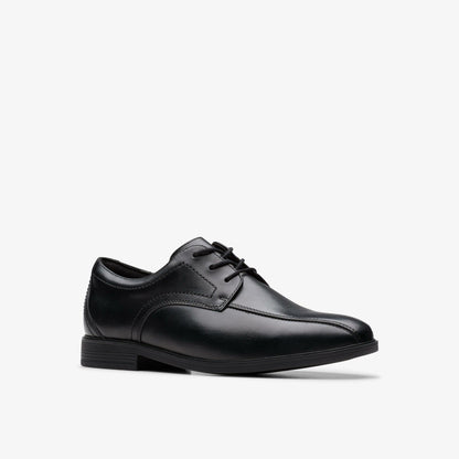 Clarks Jonwin Loop Youth Black Leather