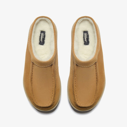 Clarks Meare Mule Caramel Warmlined