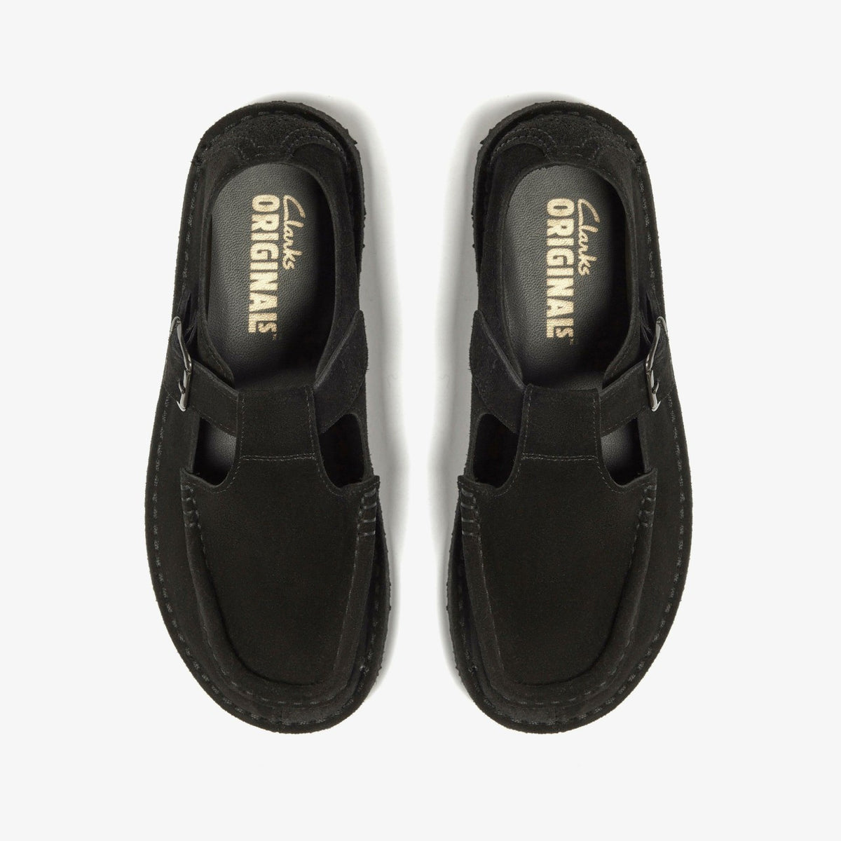 Clarks Nomad T Bar Black Suede