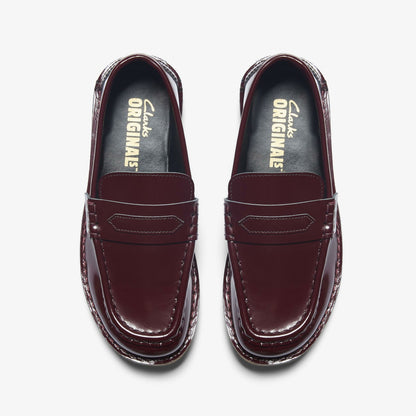 Clarks Nomad Loafer Wine Patent
