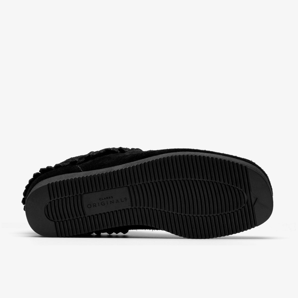 Clarks Wallabee Wedge Fringe Black Suede