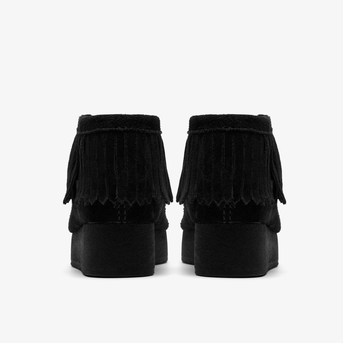 Clarks Wallabee Wedge Fringe Black Suede