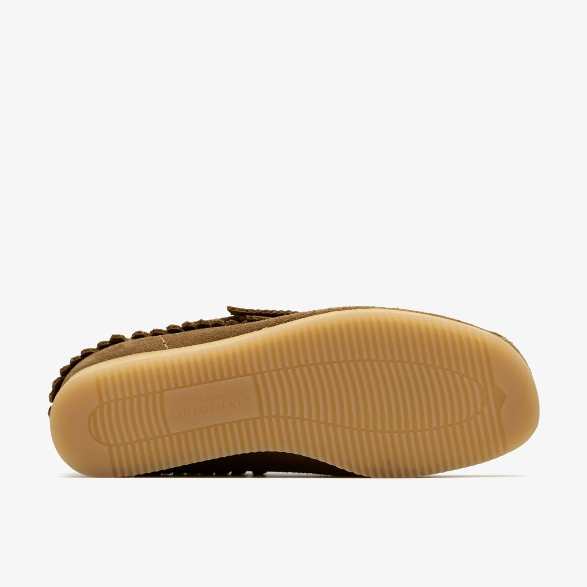 Clarks Wallabee Wedge Fringe Light Tan Suede
