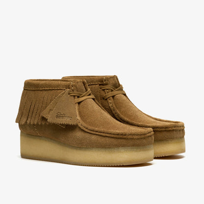 Clarks Wallabee Wedge Fringe Light Tan Suede