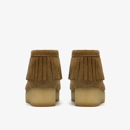 Clarks Wallabee Wedge Fringe Light Tan Suede