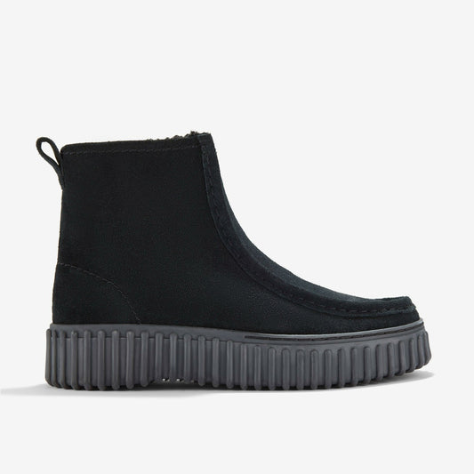 Clarks Torhill Cozy Black Warmlined Suede