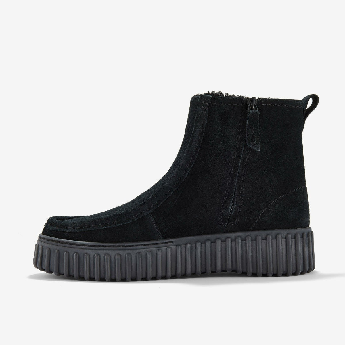 Clarks Torhill Cozy Black Warmlined Suede