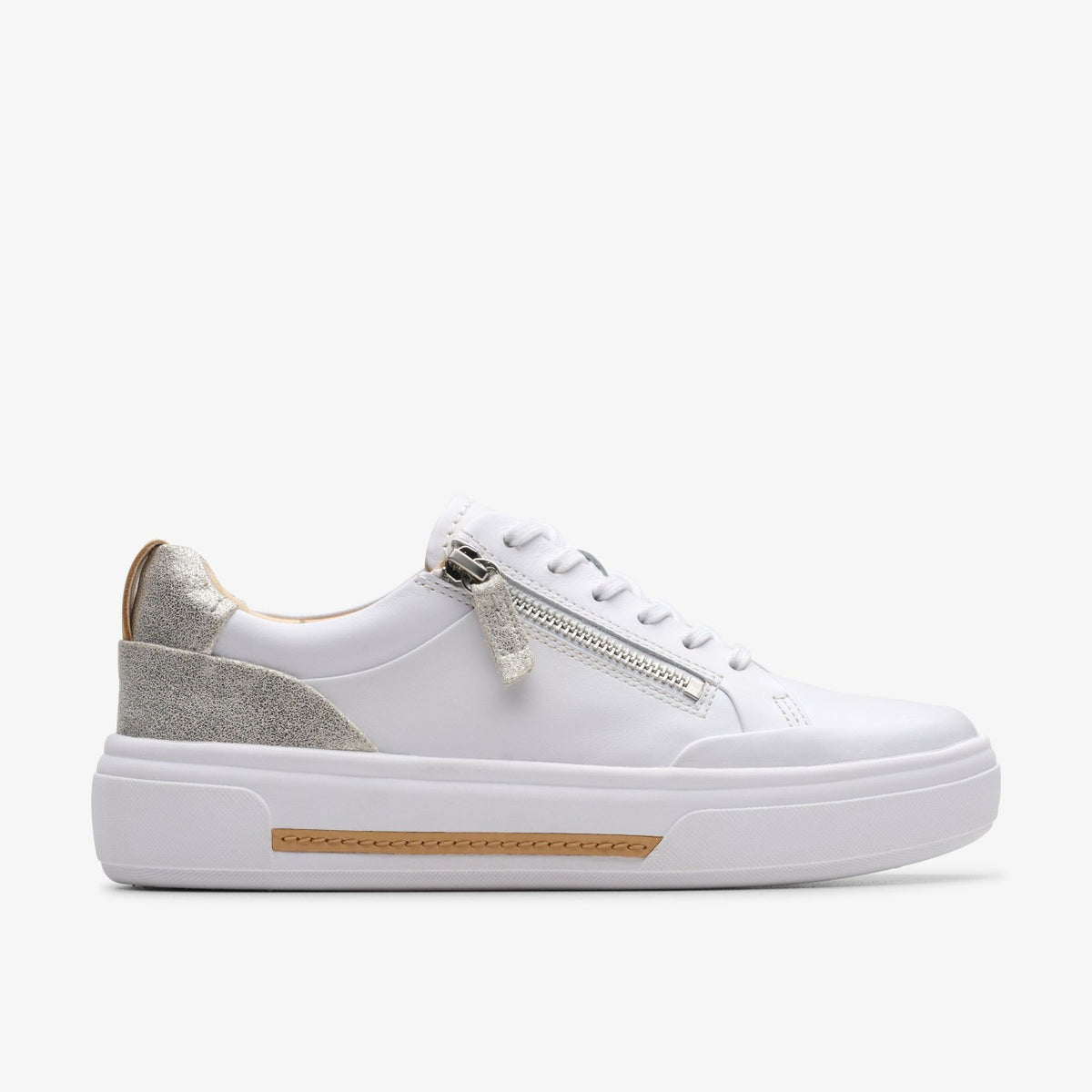 Clarks Hollyhock Zip Silver Combination Leather