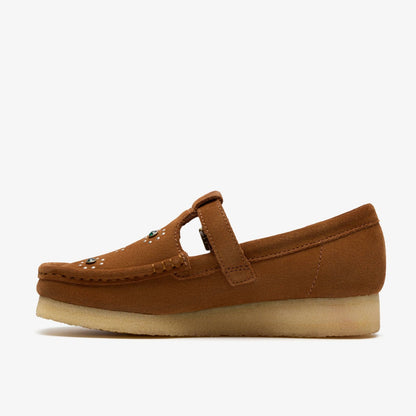 Clarks Wallabee T Bar Brown/Orange Suede