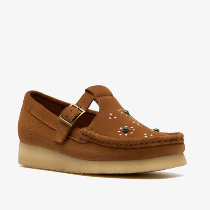 Clarks Wallabee T Bar Brown/Orange Suede
