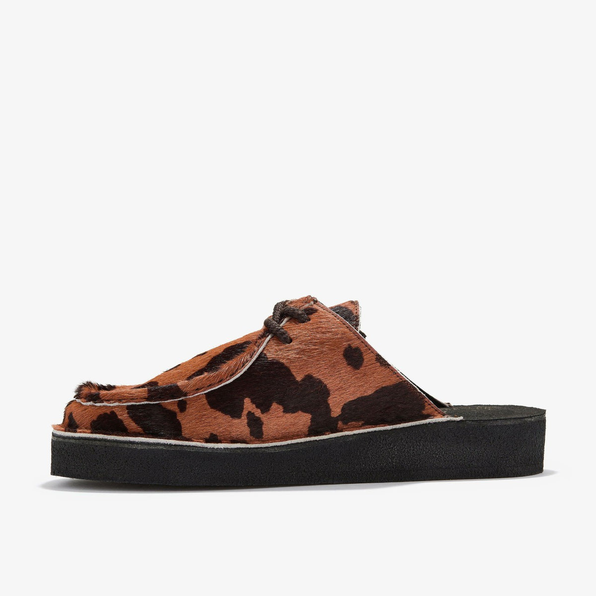 Clarks Desert Nomad Mule Brown Cow Print