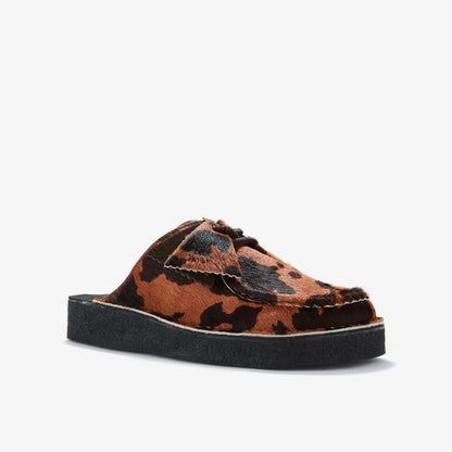 Clarks Desert Nomad Mule Brown Cow Print
