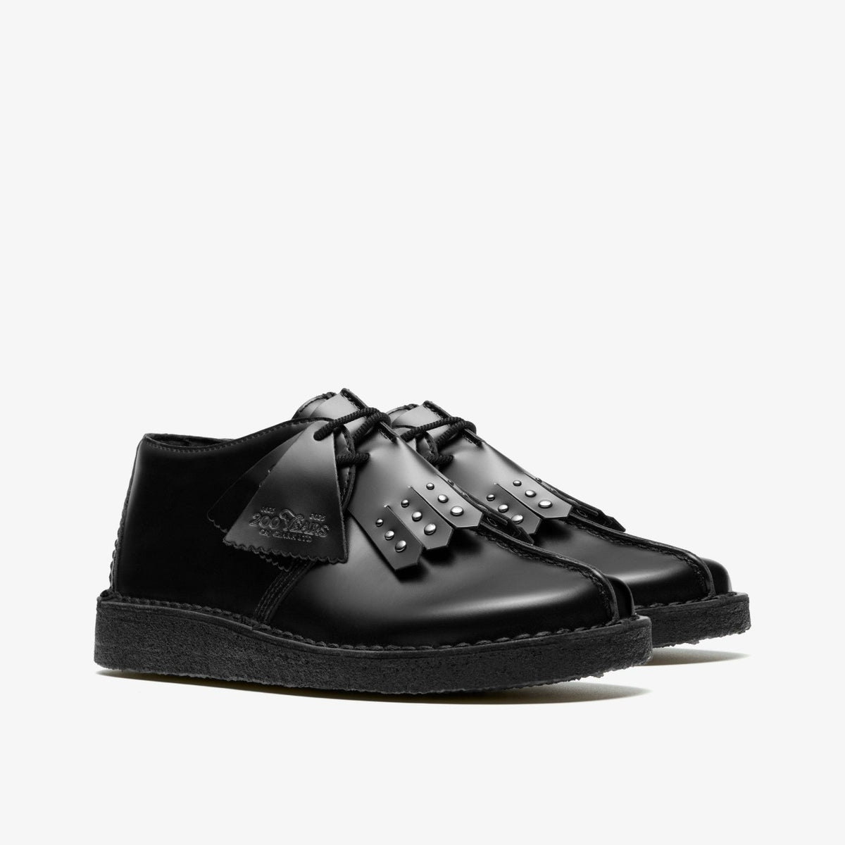 Clarks Desert Trek Black Hi Shine Leather