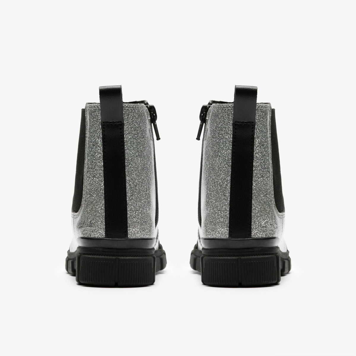 Clarks Evyn Chelsea Kid Silver Patent