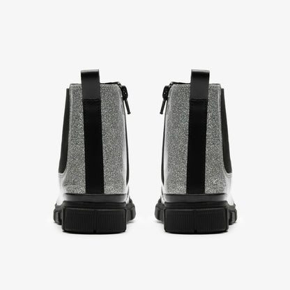 Clarks Evyn Chelsea Kid Silver Patent