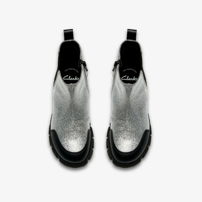 Clarks Evyn Chelsea Kid Silver Patent