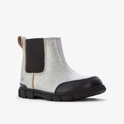 Clarks Evyn Chelsea Toddler Silver Patent