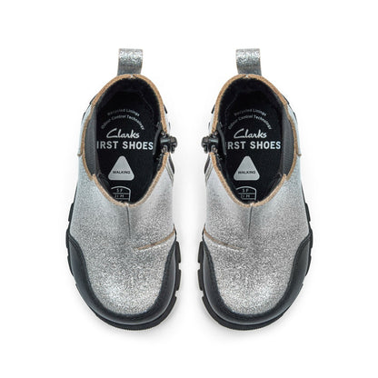 Clarks Evyn Chelsea Toddler Silver Patent