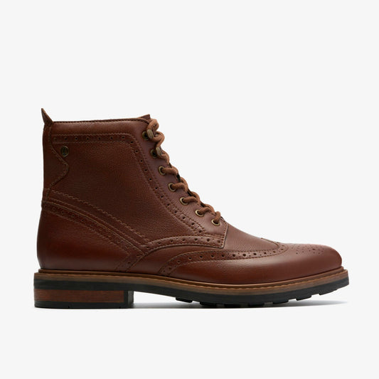 Clarks Newford Lace Boot Mid Tan Leather