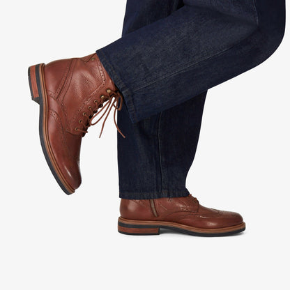 Clarks Newford Lace Boot Mid Tan Leather