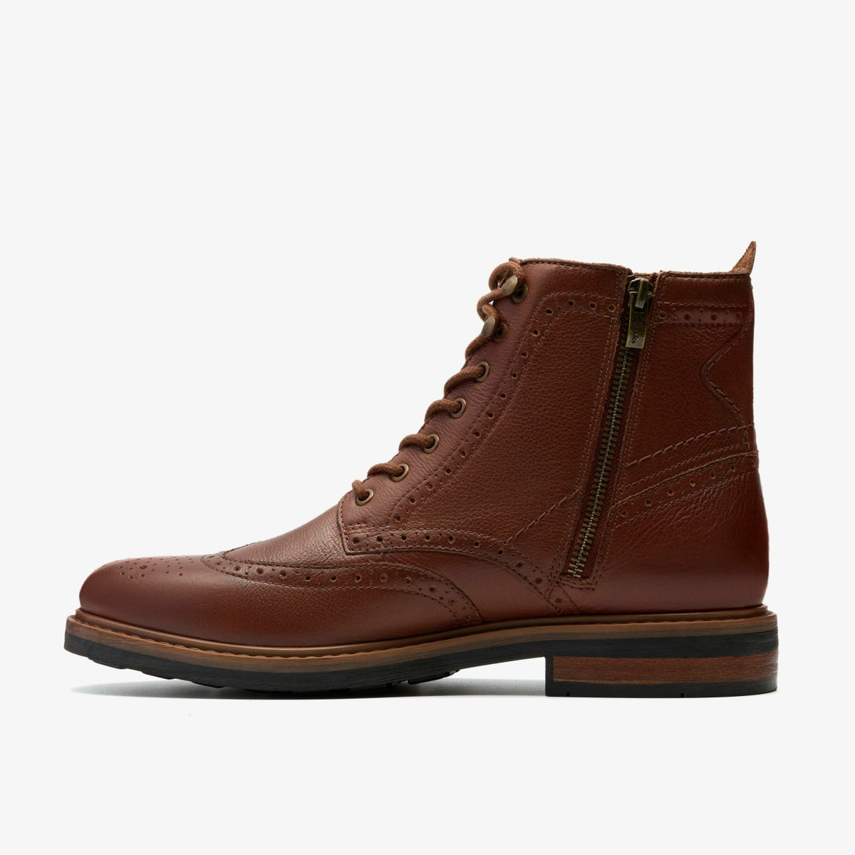 Clarks Newford Lace Boot Mid Tan Leather