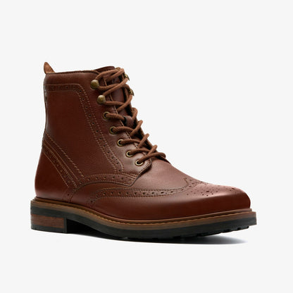 Clarks Newford Lace Boot Mid Tan Leather