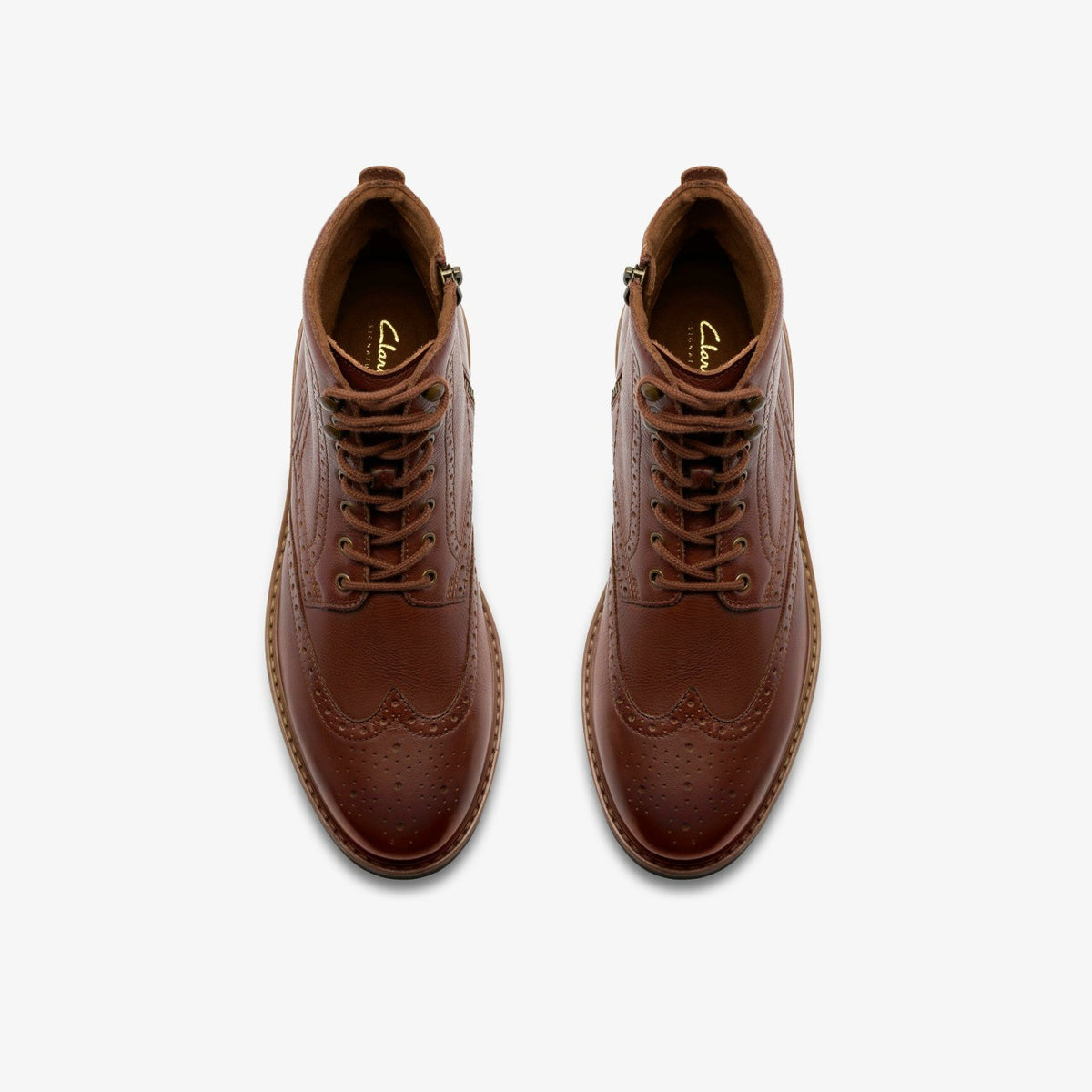 Clarks Newford Lace Boot Mid Tan Leather