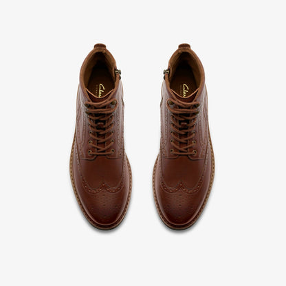 Clarks Newford Lace Boot Mid Tan Leather