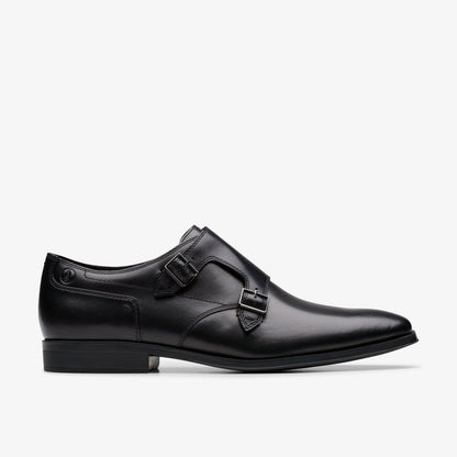 Clarks Paulton Monk Black Leather