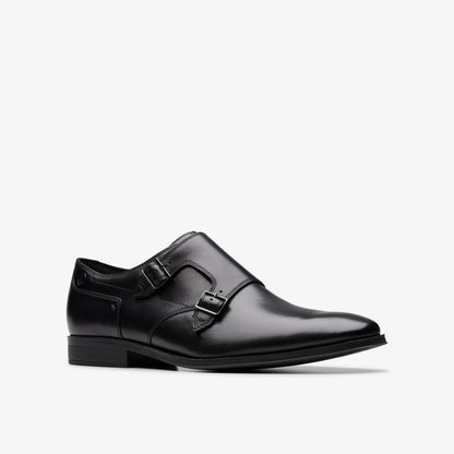 Clarks Paulton Monk Black Leather