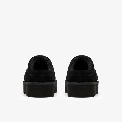 Clarks Meare Mule Black Suede Warmlined