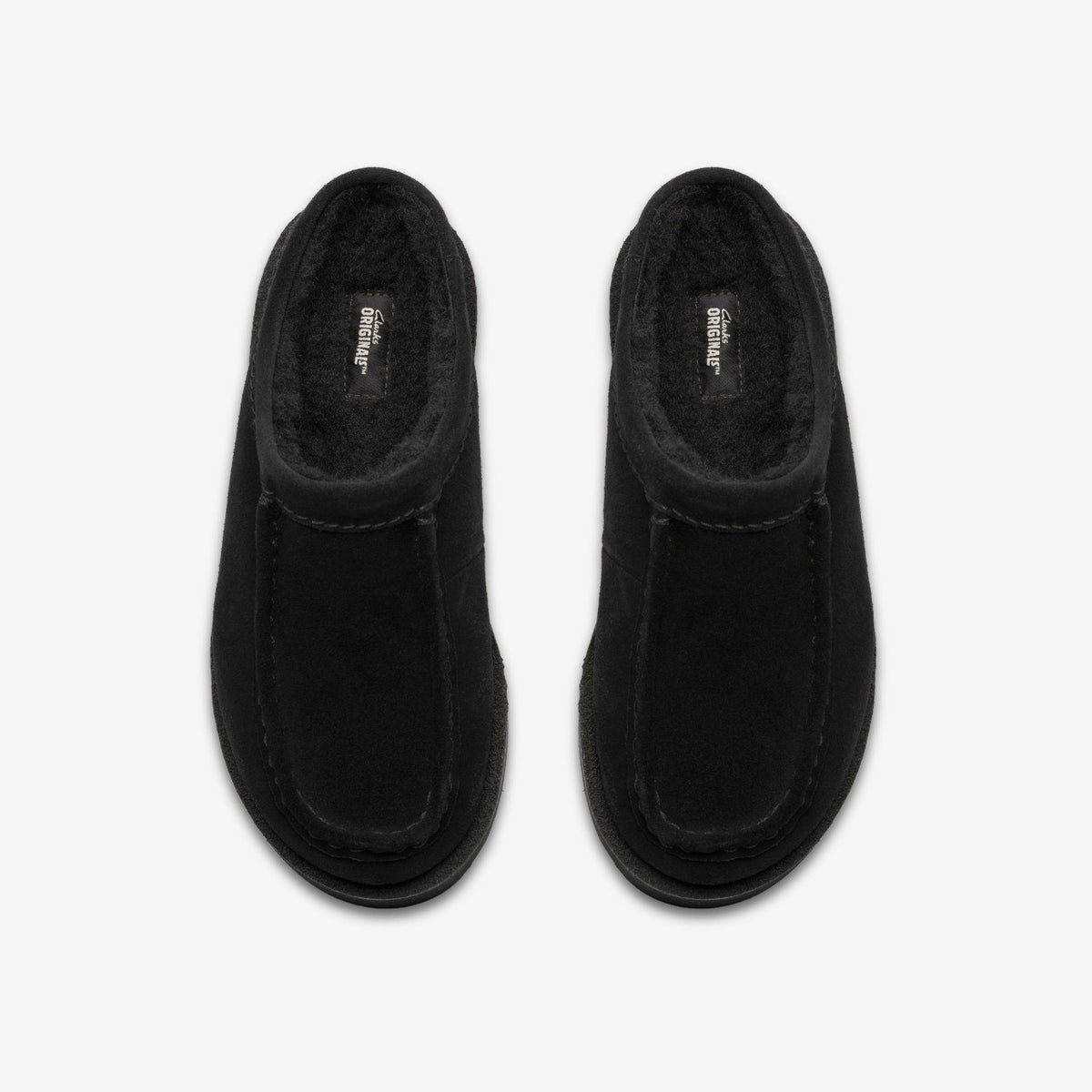 Clarks Meare Mule Black Suede Warmlined
