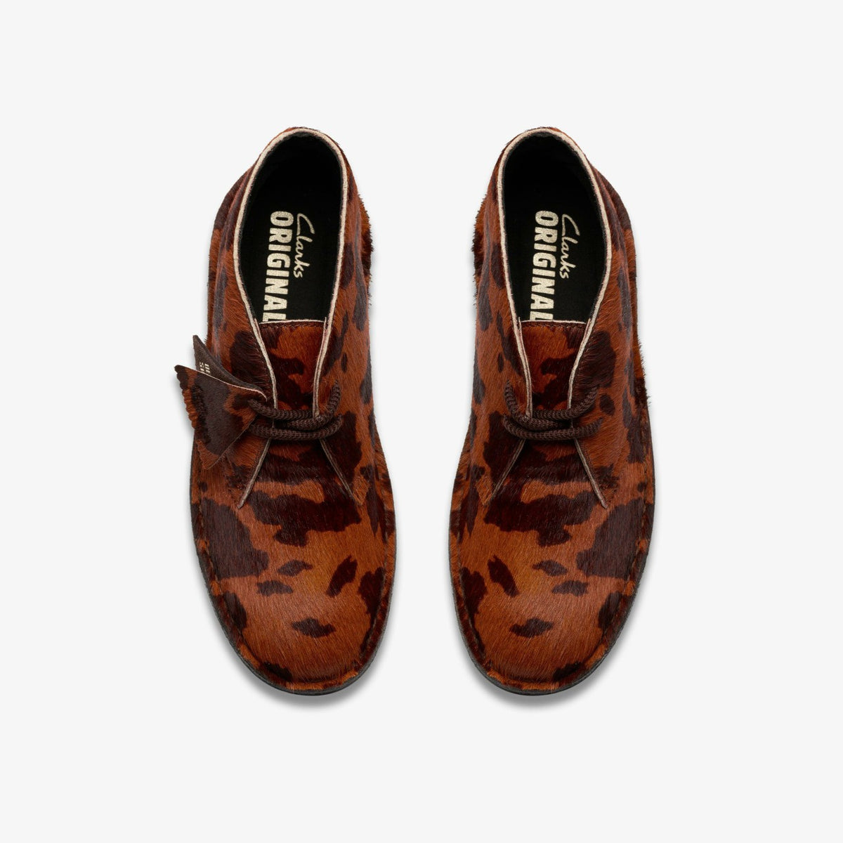 Clarks Desert Boot. Brown Cow Print