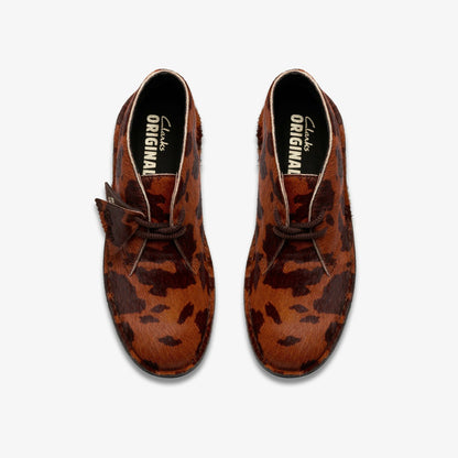 Clarks Desert Boot. Brown Cow Print
