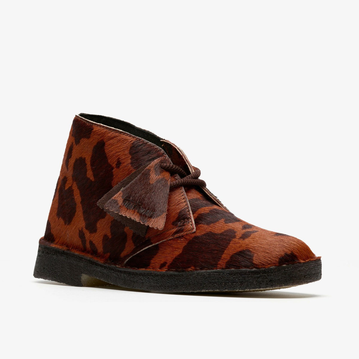 Clarks Desert Boot. Brown Cow Print