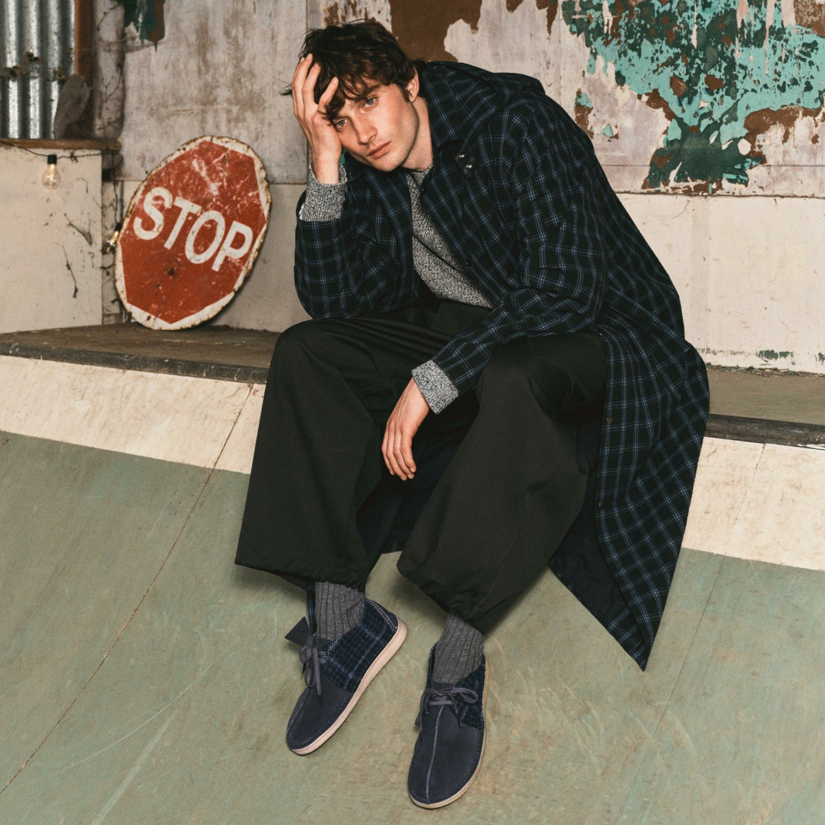 Clarks Desert Trek Navy Tweed Combination