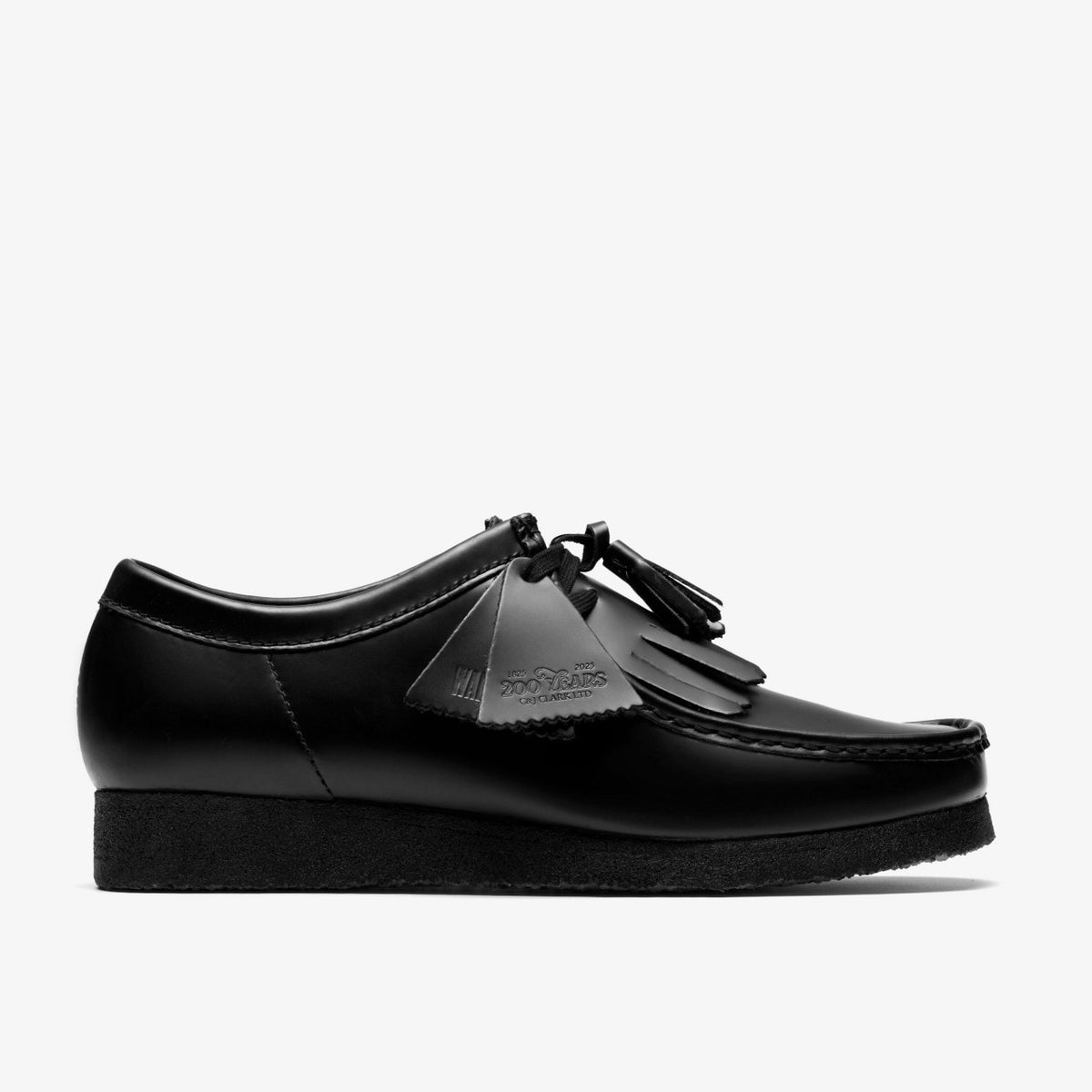 Clarks Wallabee Black Hi Shine Leather